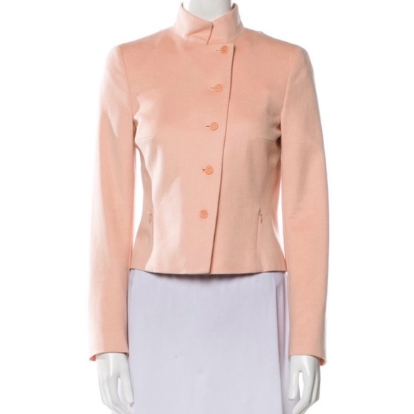 Akris Punto Blazer Evening Jacket Wool Angora Cashmere Knit Crop Fitted Pink 10 - Picture 1 of 16